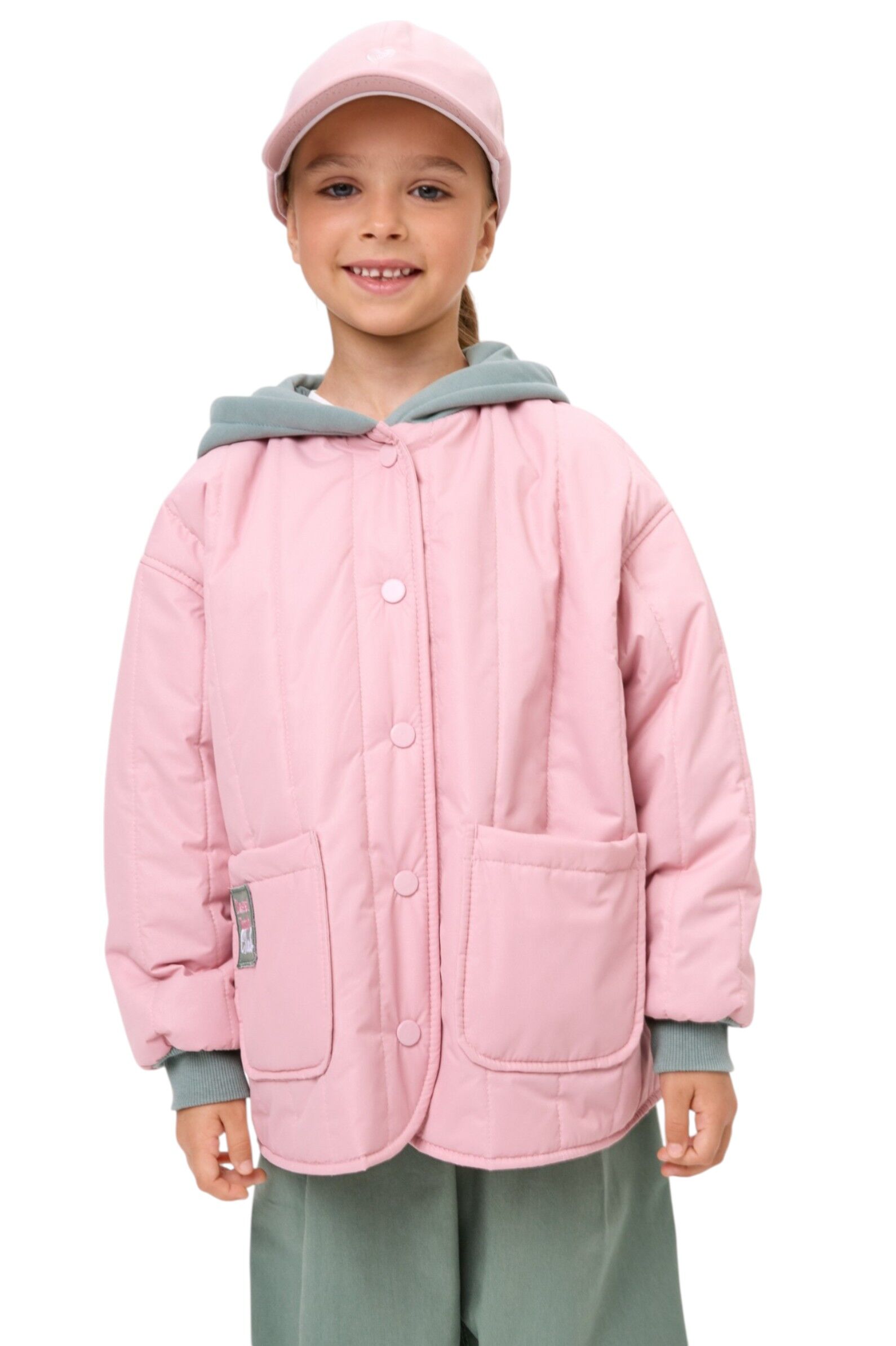 Куртка дев. АРТ.261065,роз-зел,пэ/хл-эл