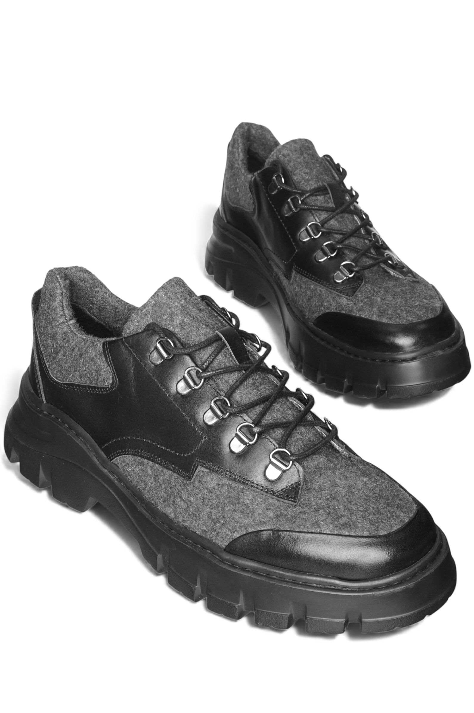 П/ботинки муж. АРТ.23850A071,чер-сер,н.к-тек/байка