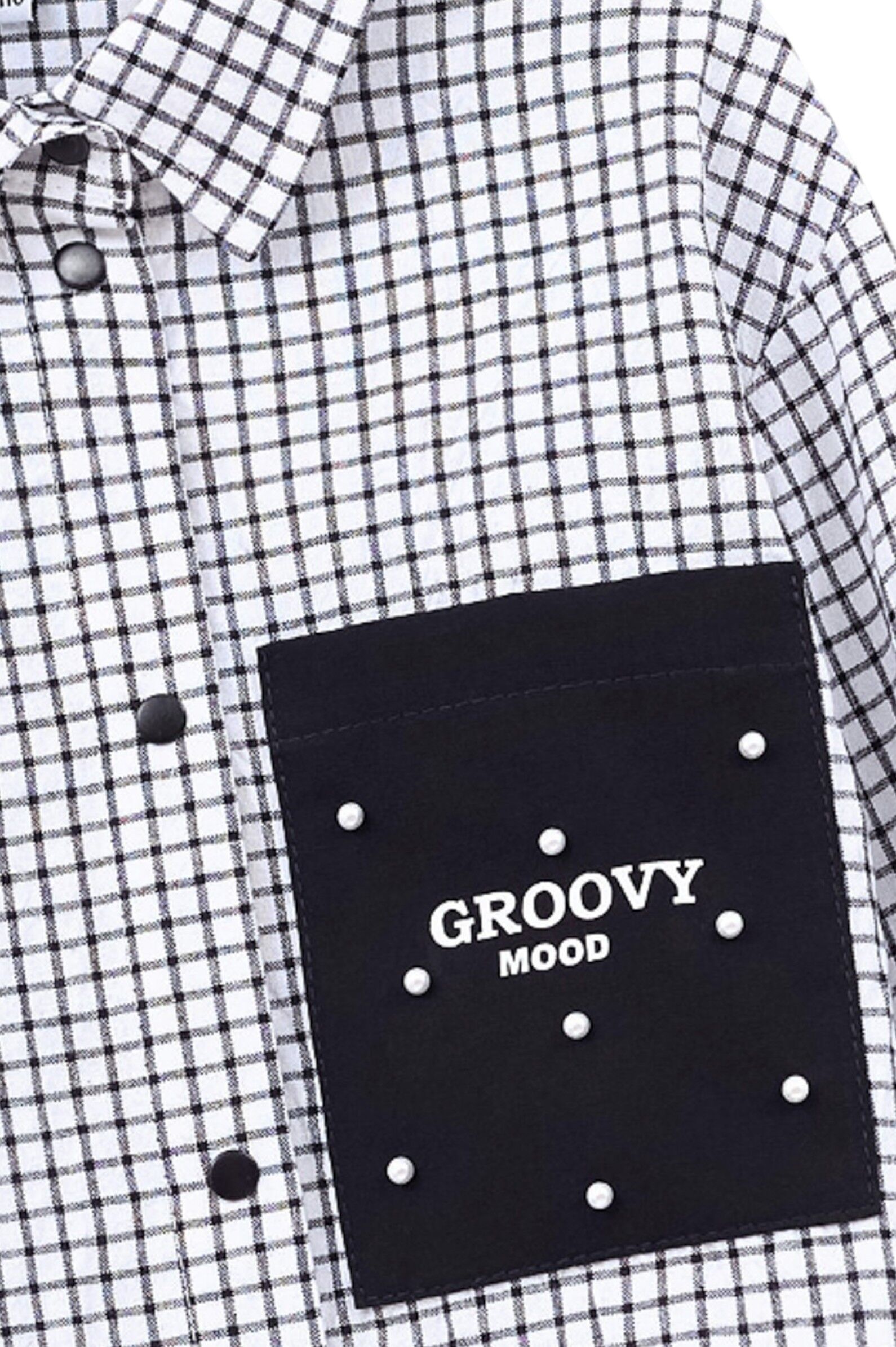 Рубашка дев. АРТ.261057,бел-чер,хл-пэ